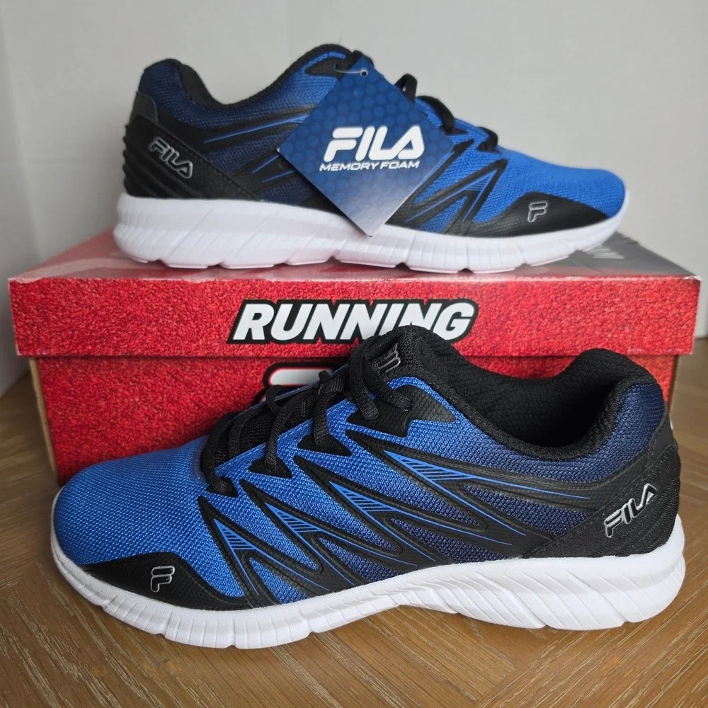 FILA Mens Memory Fantom 8 Running Shoes Blue Black Athletic Sneaker Size 8.5 NWB